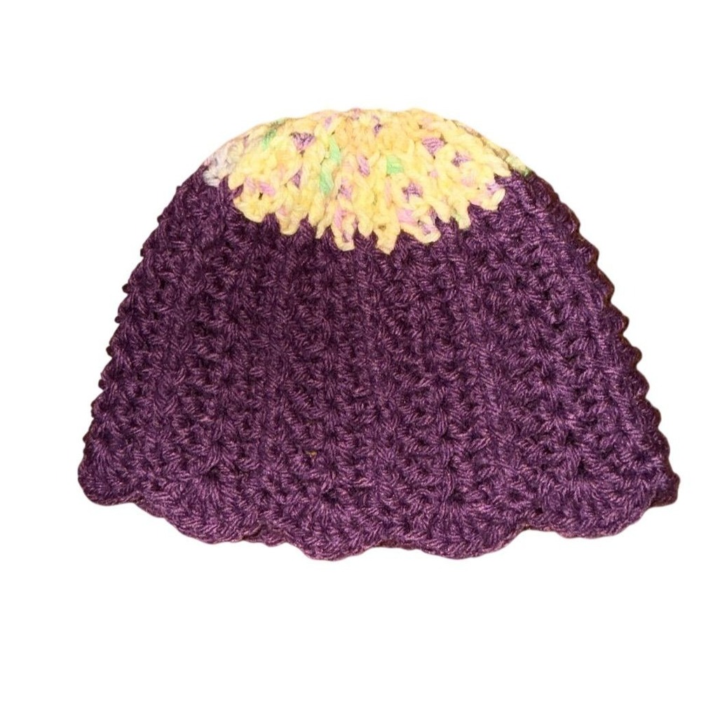 Infant‎ Handmade Purple Crochet Beanie Hat Multicolor Top Baby Winter Casual